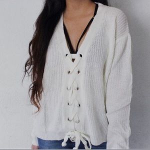Sweaters - White Lace Knit Sweater Sweaters - White Lace Knit Sweater